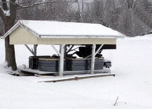 pontoon boat ice winter