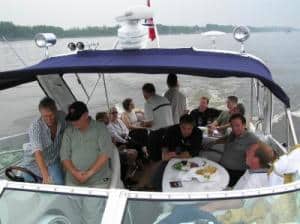 friends enjoying boating